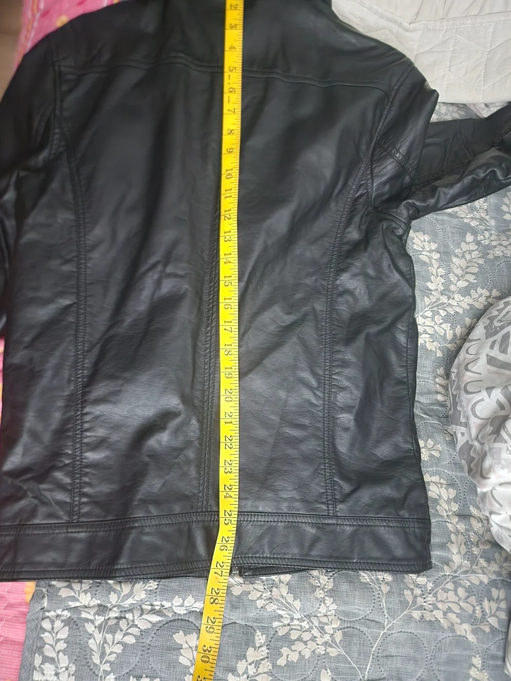 Members Only Black Leather Military-Style Jacket. Never Worn.
